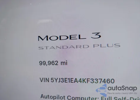 2019 Tesla Model 3 Long Range/Mid Range/Standard Range/Standard Range Plus из США, поврежденный, VIN 5YJ3E1EA4KF337460